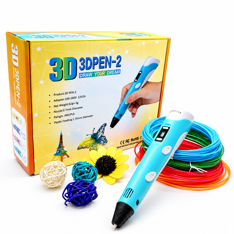 قلم طراحی سهبعدی 3D PEN-2 اورجینال | نمایشگر دار با تنظیم سرعت و فیلامنت PLA و ABS